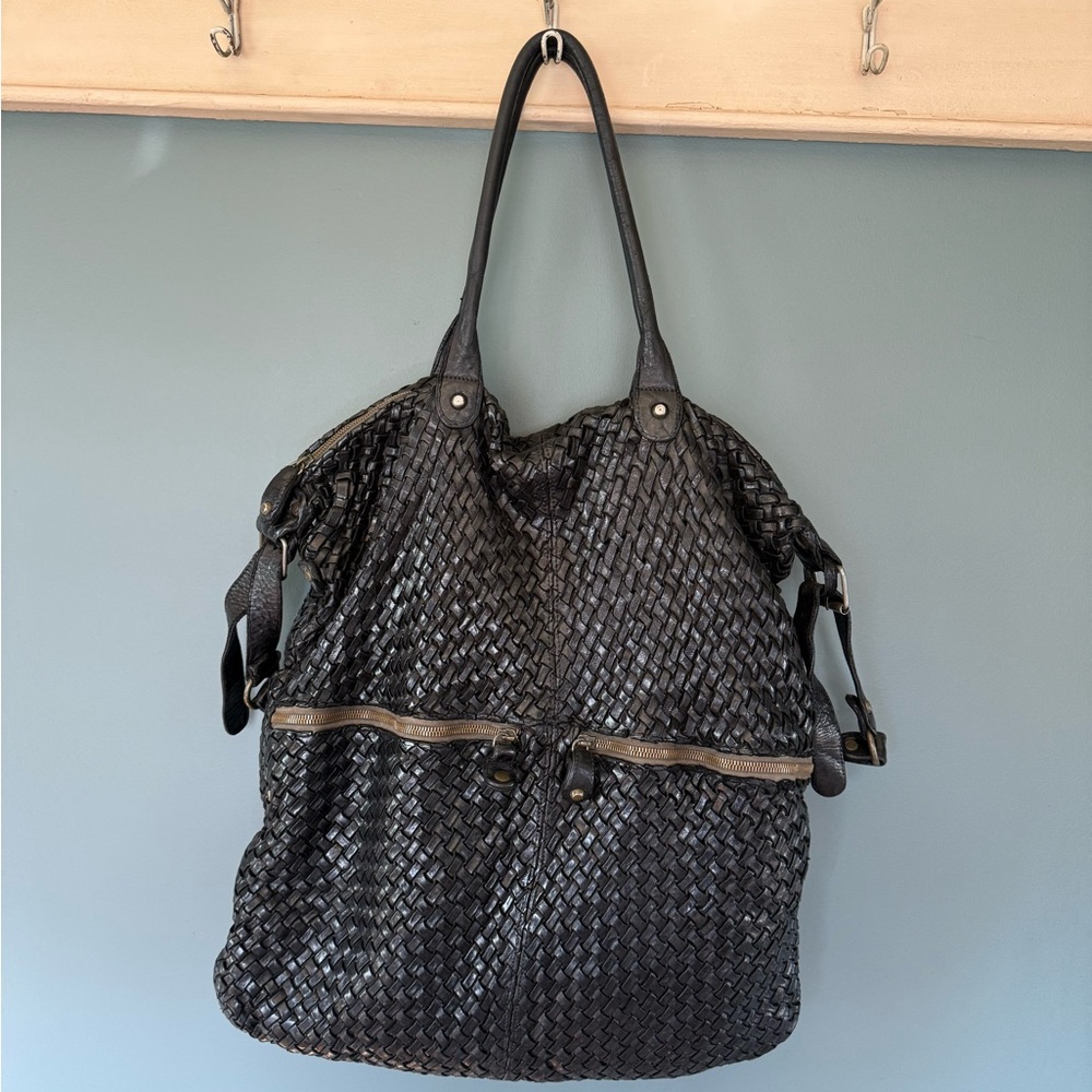 Langellotti made in Italy Black Woven leather LARGE Bag purse - Picture 6 of 10